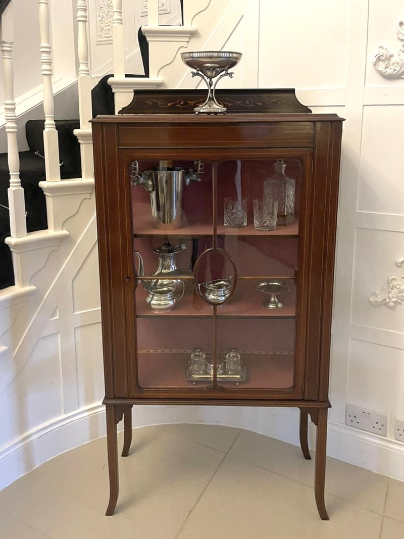 Antique Edwardian Quality Mahogany Inlaid Display Cabinet - Image 2